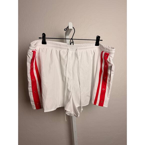 Wild Fable Pants - NWT Wild Fable White Snap Side Athletic Shorts XXL Red Stripe Y2K